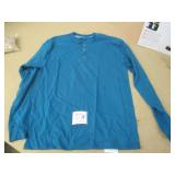 Hanes Long-Sleeve Beefy Henley Shirt Size M