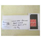 WW2 Nazi German Adolf Hitler Block Of Stamps