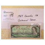 1967 Canada Centennial $1 Banknote