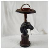 Vintage Metal Horse Head Pedestal Ashtray Holder