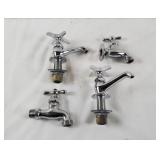 Lot Of 4 Vintage White Brass Water Faucets