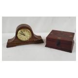 Small Howard Miller Clock & Card Box W/ Brush Small Howard Miller Clock & Card Box W/ Brush