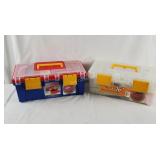 2 Craft Supply Boxes Tool Boxes W/ Lace & More 2 Craft Supply Boxes Tool Boxes W/ Lace & More