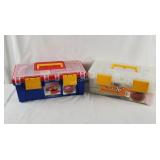 2 Craft Supply Boxes Tool Boxes W/ Lace & More