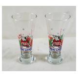 2 Budweiser Spuds Mackenzie Christmas Glasses 2 Budweiser Spuds Mackenzie Christmas Glasses