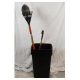 3 Waste Baskets Trash Cans & Yard Tool Lot + Cane 3 Waste Baskets Trash Cans & Yard Tool Lot + Cane