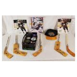 Hockey Collectible Lot Lumberjacks & Lots Of Pucks