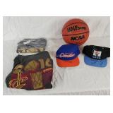 Basket Ball Lot 2 Signed Cavs Hats & Champ Shirts