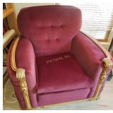 Kroehler Nice Carved Wood Padded Chair Kroehler Nice Carved Wood Padded Chair