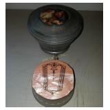 2 Trinket Boxes Musical Aluminum & Pink Mother Of 2 Trinket Boxes Musical Aluminum & Pink Mother Of