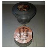 2 Trinket Boxes Musical Aluminum & Pink Mother Of