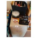 Hon Brand Rolling File Cabinet W/ Office Supplies Hon Brand Rolling File Cabinet W/ Office Supplies