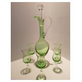 Green & Clear Glass Stemware & Pitcher Set Green & Clear Glass Stemware & Pitcher Set
