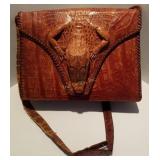 Alligator Skin Purse Handbag W/ Head & Arms Taxide