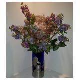 Aluminum & Cobalt Blue Glass Vase