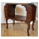 Solid Wood Carved Side Table W/ Storage Solid Wood Carved Side Table W/ Storage