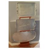 3 Large Aluminum Decorative Trays W/ Display Rack 3 Large Aluminum Decorative Trays W/ Display Rack