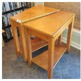 Pair Of Solid Oak Home Theater End Tables Pair Of Solid Oak Home Theater End Tables