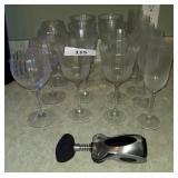 Crystal Wine Glass Lot & Bottle Opener Crystal Wine Glass Lot & Bottle Opener