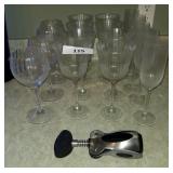 Crystal Wine Glass Lot & Bottle Opener