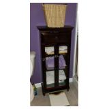 Wood Glass Storage Cabinet W/ Towels Wood Glass Storage Cabinet W/ Towels
