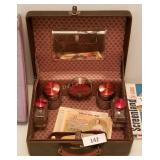 Vintage Vanity Travel Kit In Hard Leather Case Vintage Vanity Travel Kit In Hard Leather Case