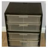 Two 2-Drawer Plastic Storage Containers