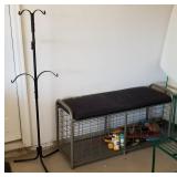 Metal Wire Padded Storage Bench & Rack Metal Wire Padded Storage Bench & Rack