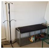 Metal Wire Padded Storage Bench & Rack