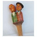 Wood Carved Kissing Couple Wine Stopper