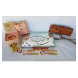 Glass Tray W/ Vintage Items; White Shoulders Glass Tray W/ Vintage Items; White Shoulders