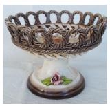 Marked Pottery Pedestal Dish Marked Pottery Pedestal Dish