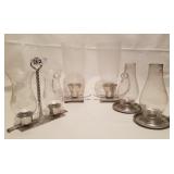 3 Pair Glass & Aluminum Candle Holders 3 Pair Glass & Aluminum Candle Holders