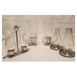 3 Pair Glass & Aluminum Candle Holders