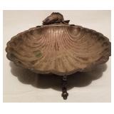 Large S.P. Scallop Bowl W/ Candle Holder/ Fish