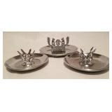 3 Metal Animal Ashtrays: Squirrel, Donkey