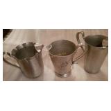 3 Aluminum Pitchers Approx 8" Tall 3 Aluminum Pitchers Approx 8" Tall