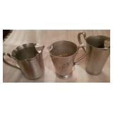 3 Aluminum Pitchers Approx 8" Tall