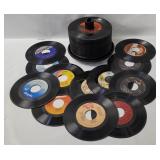 Disc Case W/ Assorted Vtg 45rmp Records