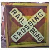 Vintage Marble Reflector Railroad Crossing Sign