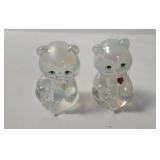 2 Fenton Glass Bears Signed Van Zile