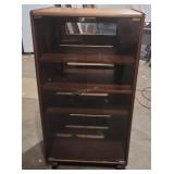 Vtg Wood Stereo Cabinet W/ Glass Doors