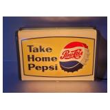 Vtg Take Home Pepsi Lighted Metal Sign