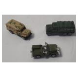 3 Small Plastic Military Vehicles