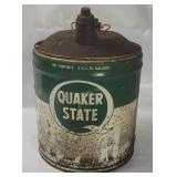 Vtg Full Quaker State 5gal Oil Can