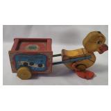 Vtg Fisher Price Musical Duck W/ Cart