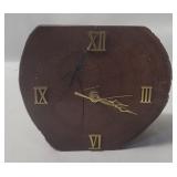 Vtg Natural Wood Slab Clock