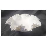 Vtg Milk Glass Hobnail Ruffled Bowl