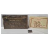 Vtg Liquor Dealer& Labor Signs, Bike License Plate