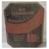 Vtg Weidemans Whiskey Cardboard Sign